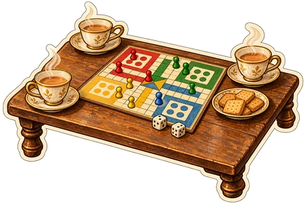 Ludo and cups of chai