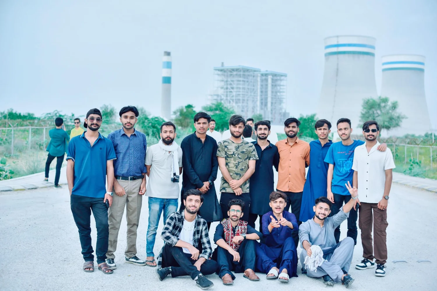 Friends posing together on a group outing
